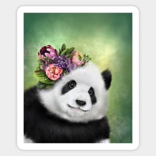Pretty Flowery Panda Sticker
